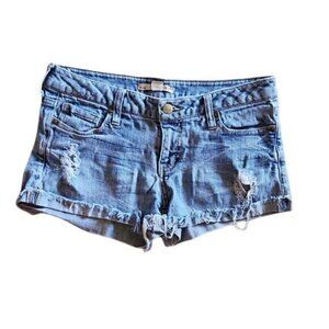 [2.1 Denim] Low Rise Distressed Cuffed Shorts - Size 27